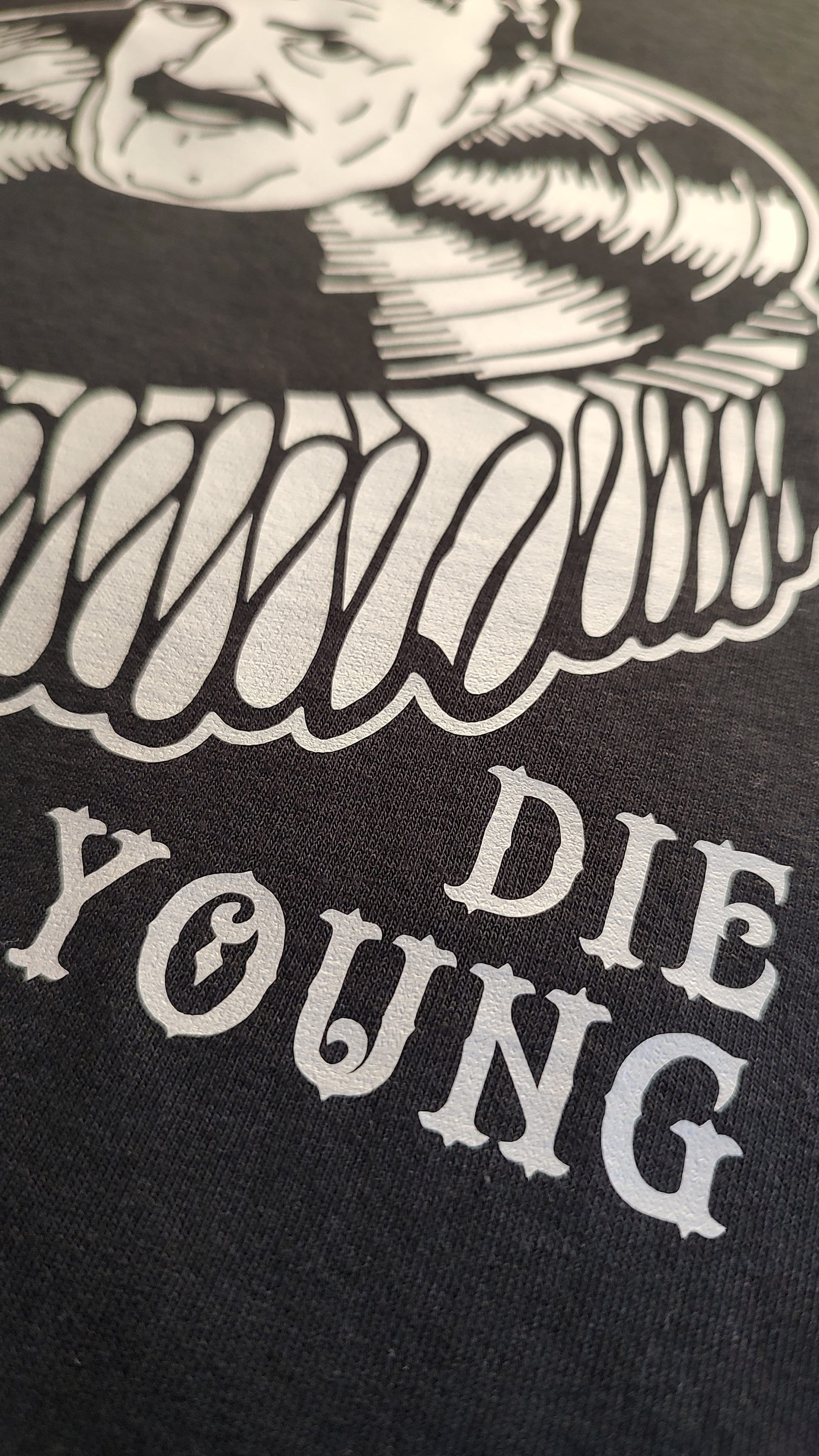 LIVE FAST DIE Young sweating Maurizio Costanzo t-shirt silver print