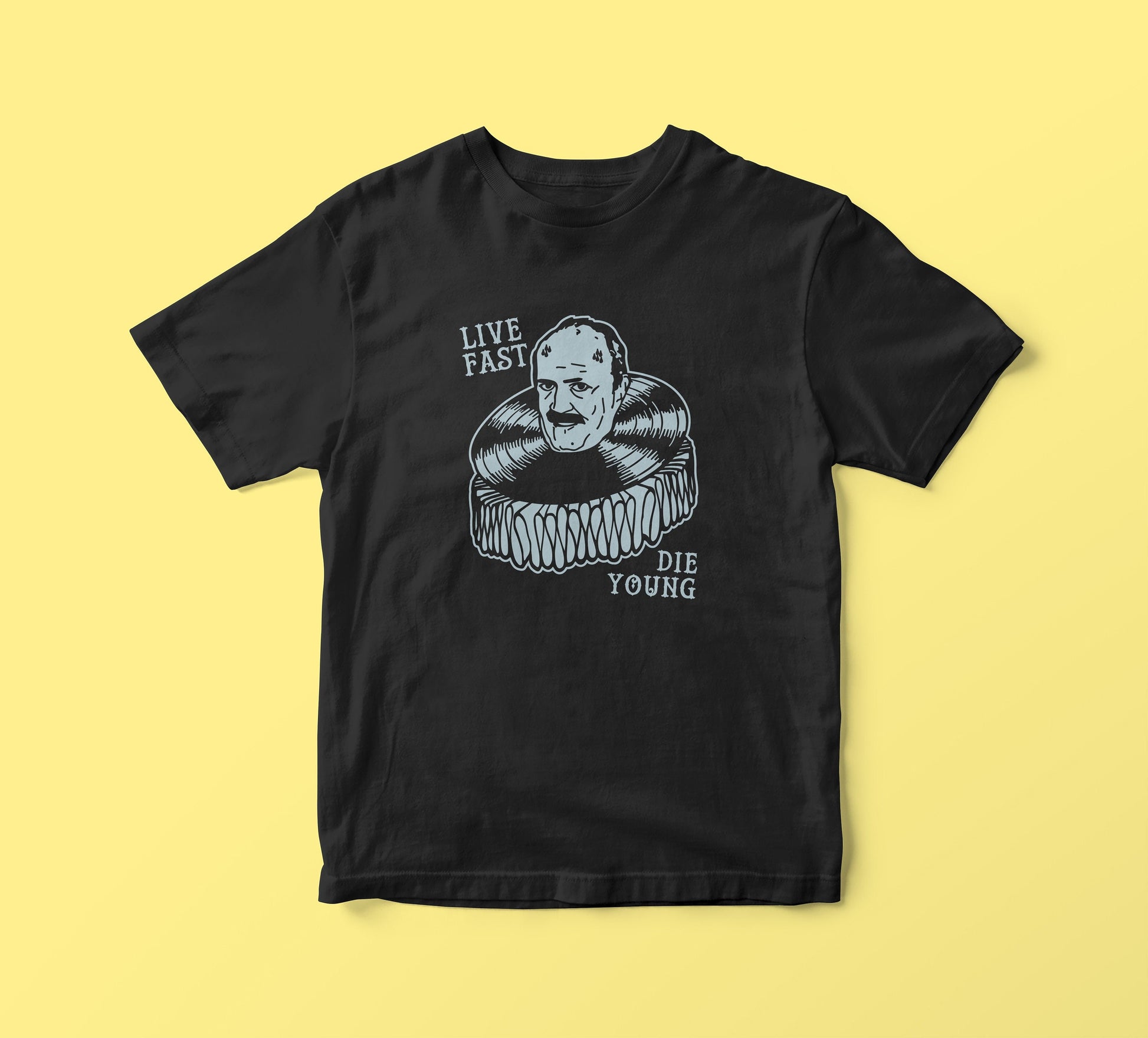 LIVE FAST DIE Young sweating Maurizio Costanzo t-shirt silver print
