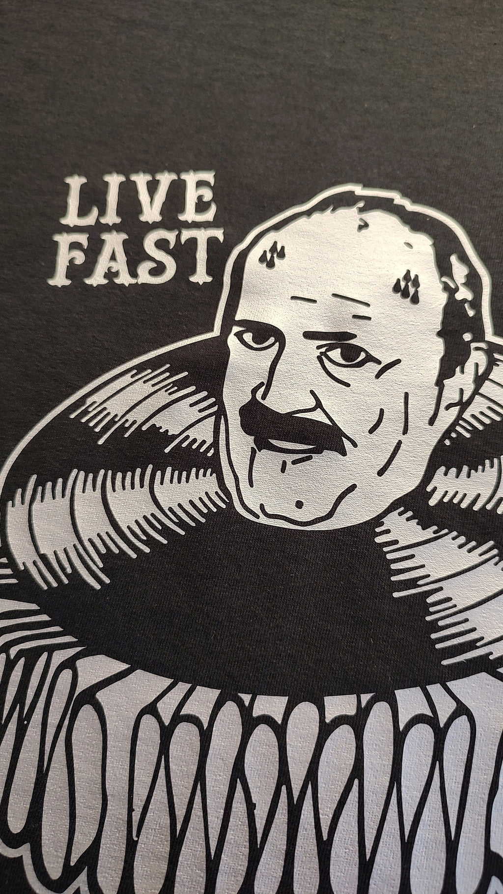 LIVE FAST DIE Young sweating Maurizio Costanzo t-shirt silver print
