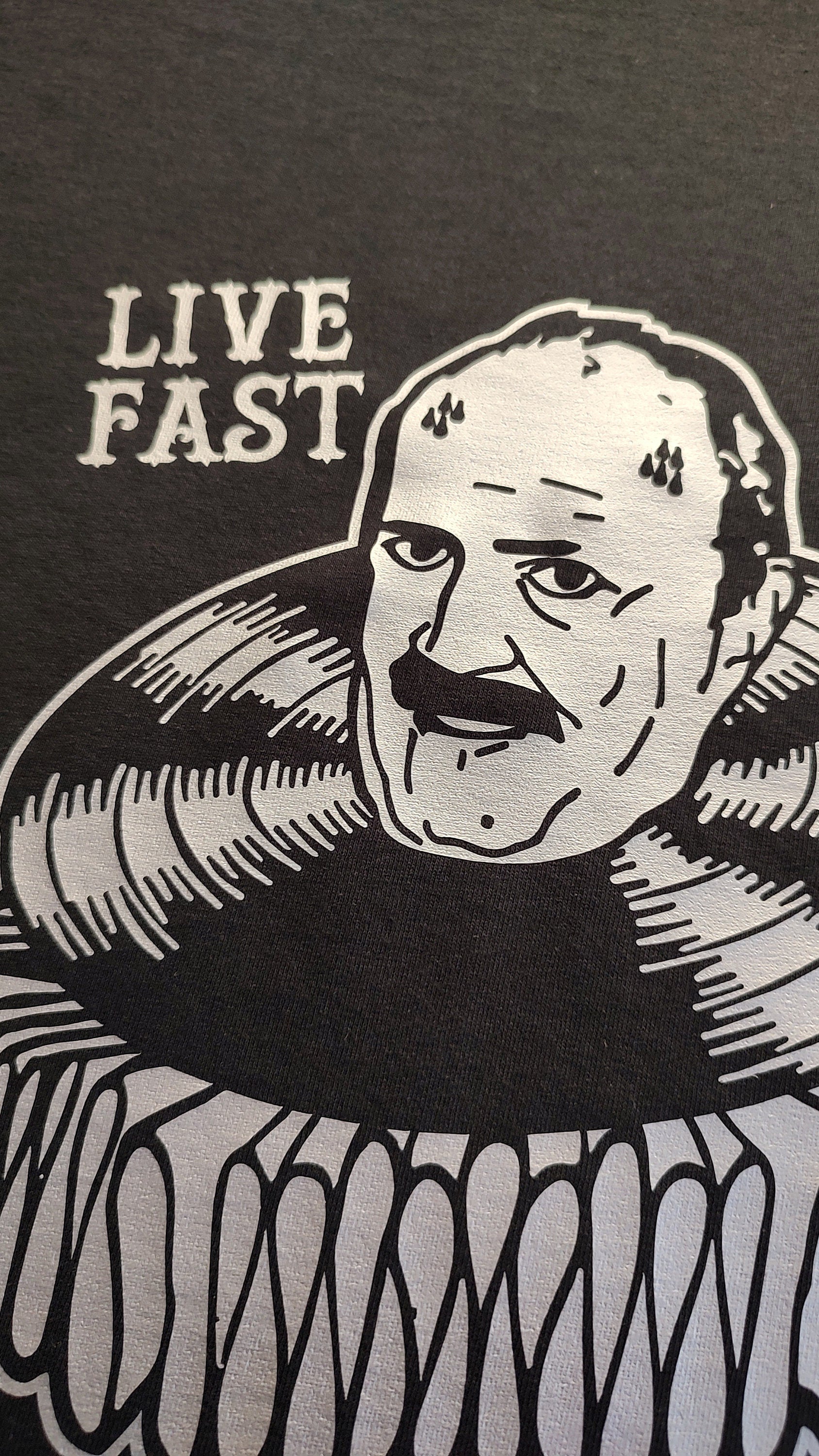 LIVE FAST DIE Young sweating Maurizio Costanzo t-shirt silver print