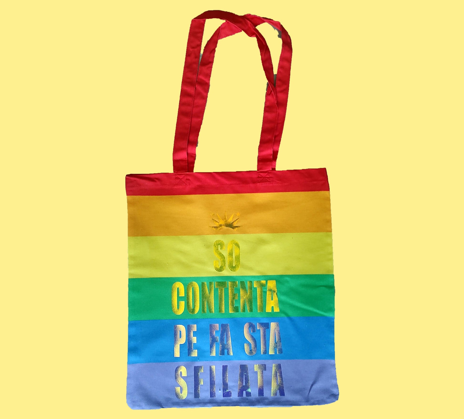 so contenta pe fa sta SFILATA SANDRA MARCHEGIANO vengo da niuiorc - Tote bag arcobaleno