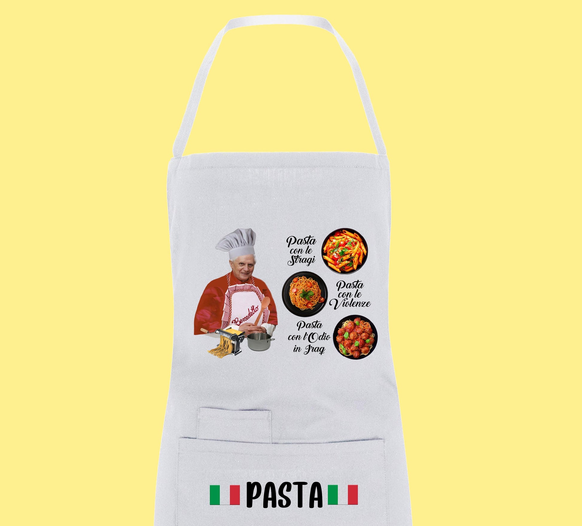 Pasta con le straci GREMBIULE RATZINGER fatto a mano da BENEDETTO