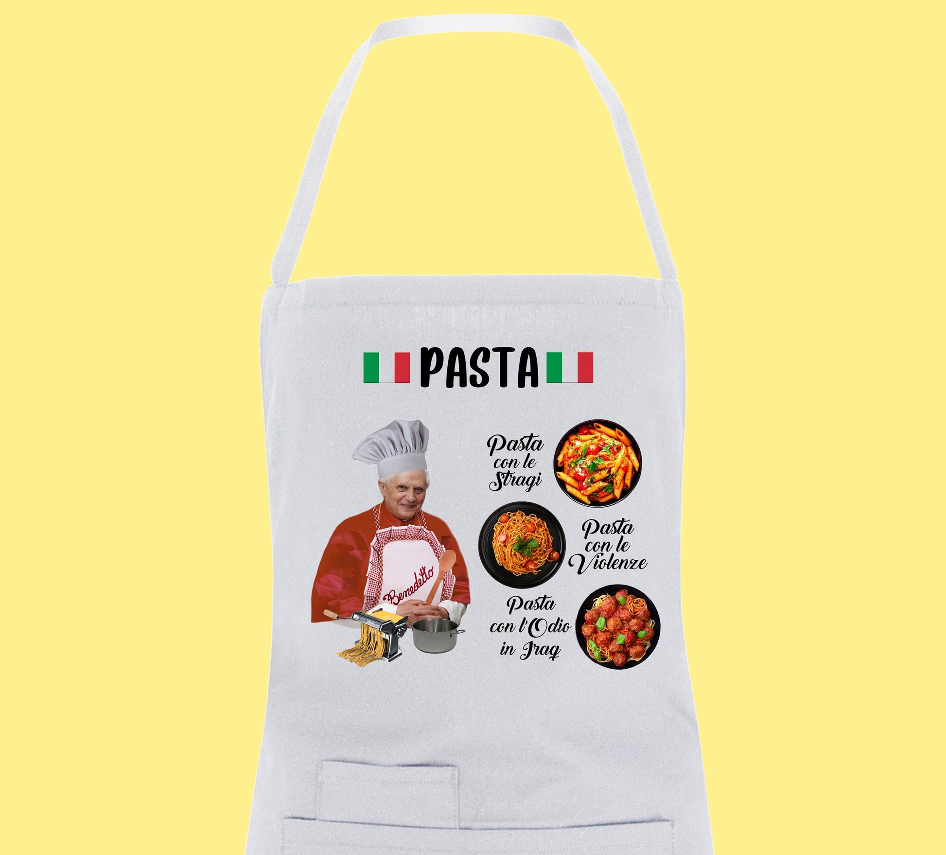 Pasta con le straci GREMBIULE RATZINGER fatto a mano da BENEDETTO